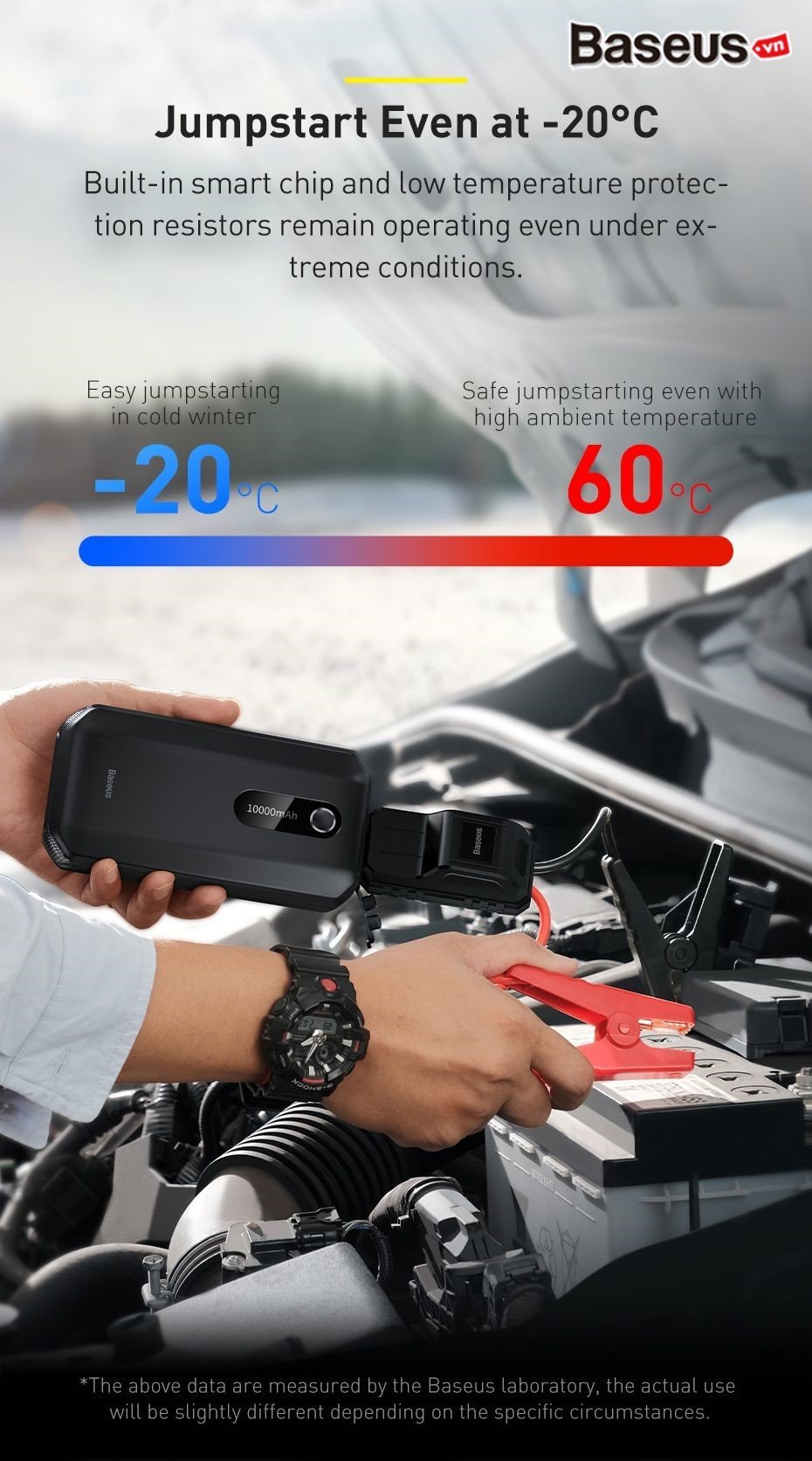 Bộ kích nguồn dùng cho ô tô Baeus Super Energy Air Car Jump Starter, 10000mAh kiêm sạc dự phòng- hàng chính hãng