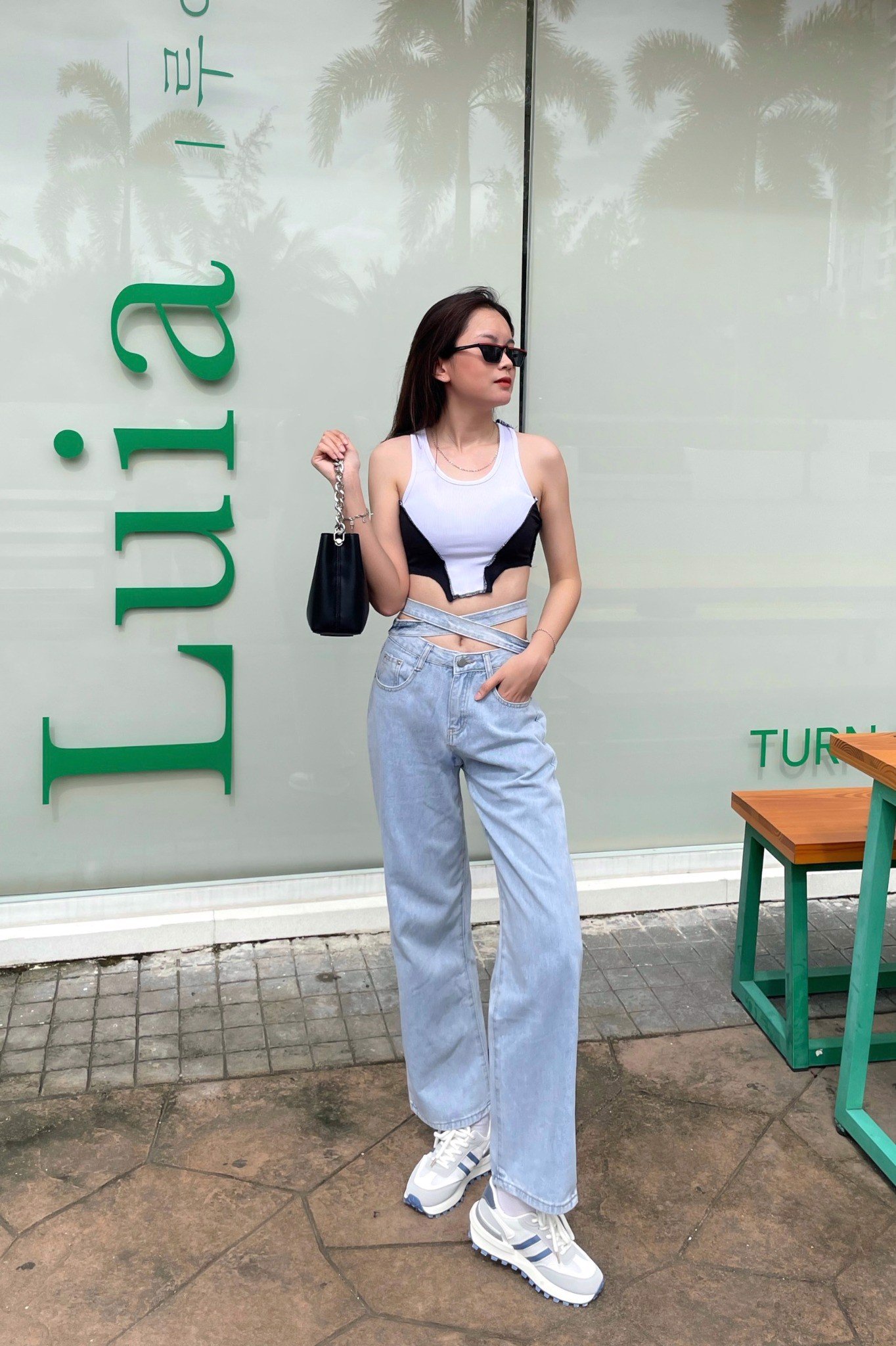 Quần Jeans nữ Dáng Suông Buộc Dây Eo Q8004