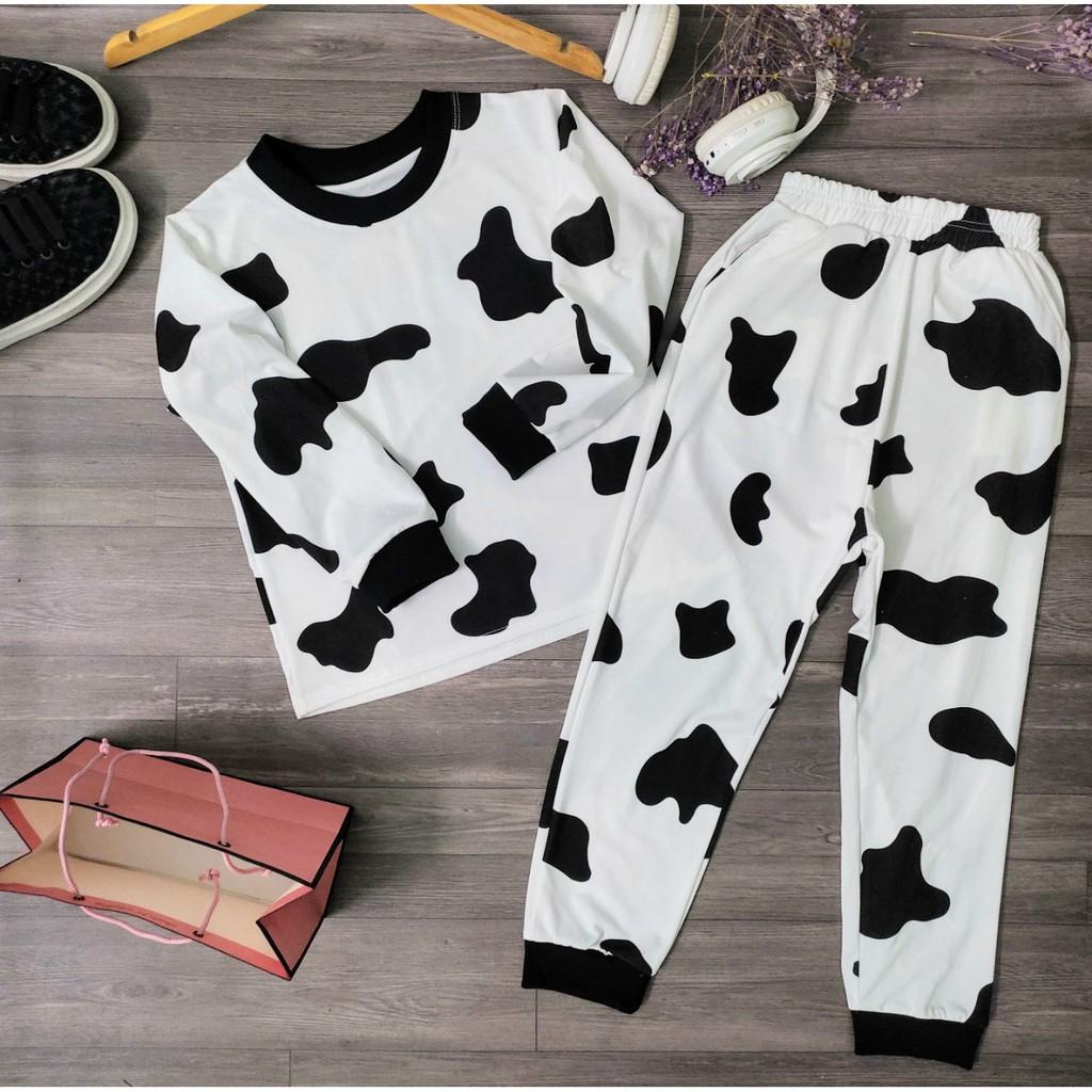 Set Bộ họa tiết bò sữa dễ thương cho bé