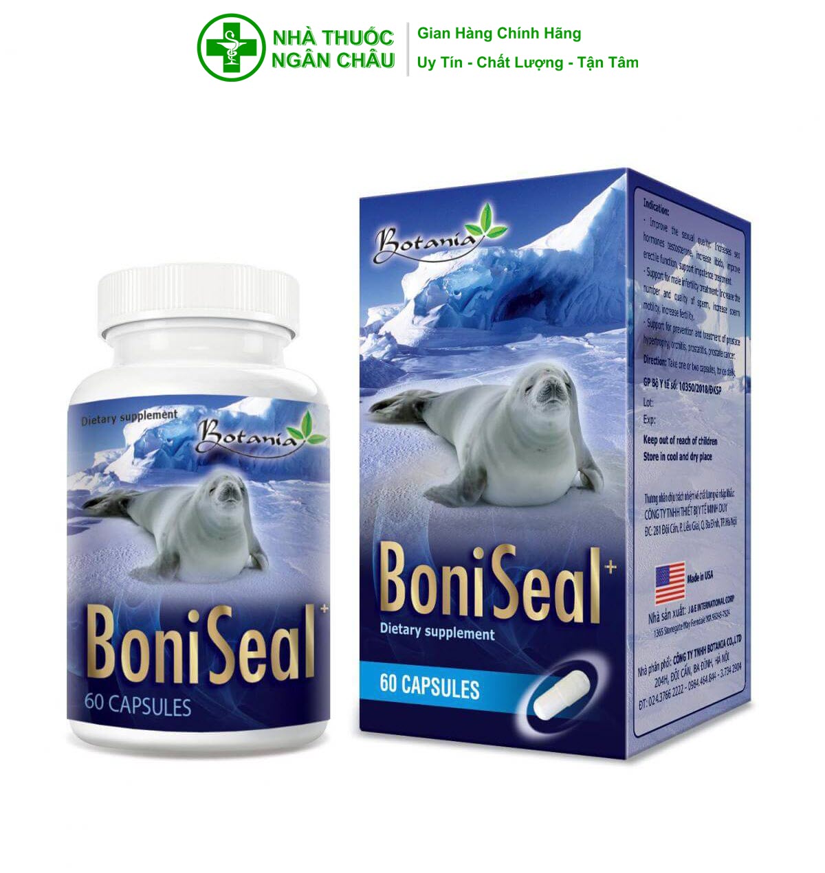 Viên Uống BoniSeal+ BOTANIA - Made In USA - Hỗ Trợ Bổ Thận, Kích Thích Cơ Thể Tăng Tiết Testosterol, Tăng Cường Sinh Lực Nam Giới, Nâng Cao Sức Khỏe