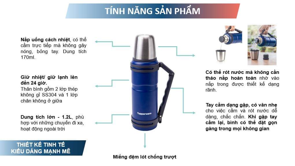 Bình giữ nhiệt Thermal 1.2L TUPPERWARE CHÍNH HÃNG