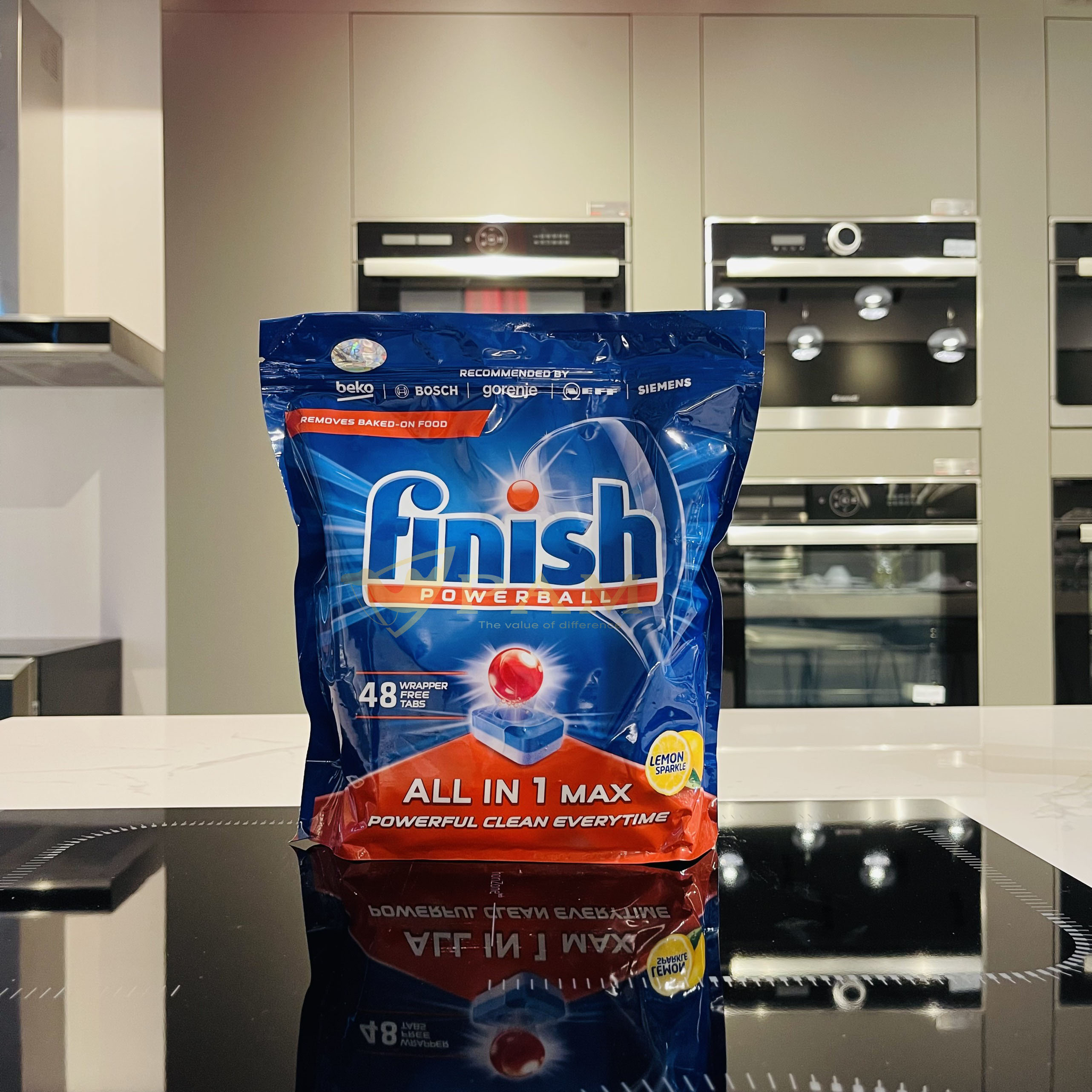 Combo Viên rửa bát Finish All in 1 max 48 viên hương chanh + Muối Finish 4kg + Nước làm bóng 750ml