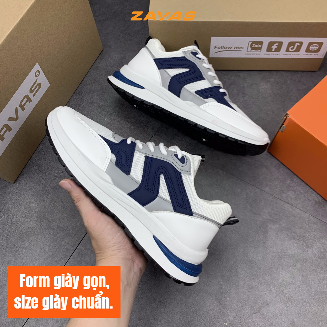 Giày thể thao sneaker nam ZAVAS thời trang đế cao 3cm lưới thoáng khí chạy bộ, đi chơi form giày gọn gàng êm chân - S422