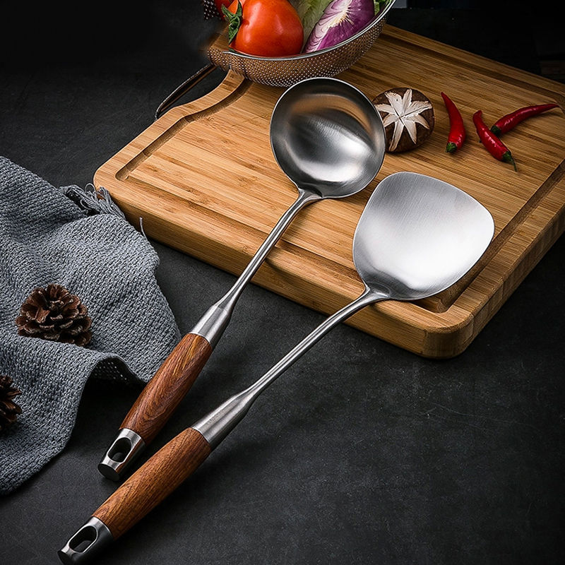 Bộ 7 dụng cụ nấu ăn inox 304 ROSEWOOD KOCH kèm giá đỡ hàng cao cấp