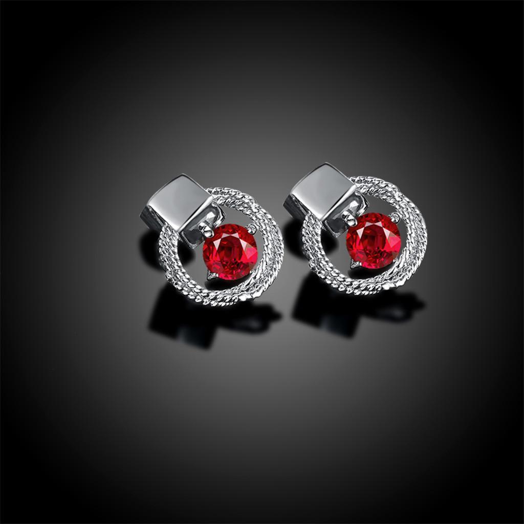Vintage White Gold Round Red Zircon Fashion