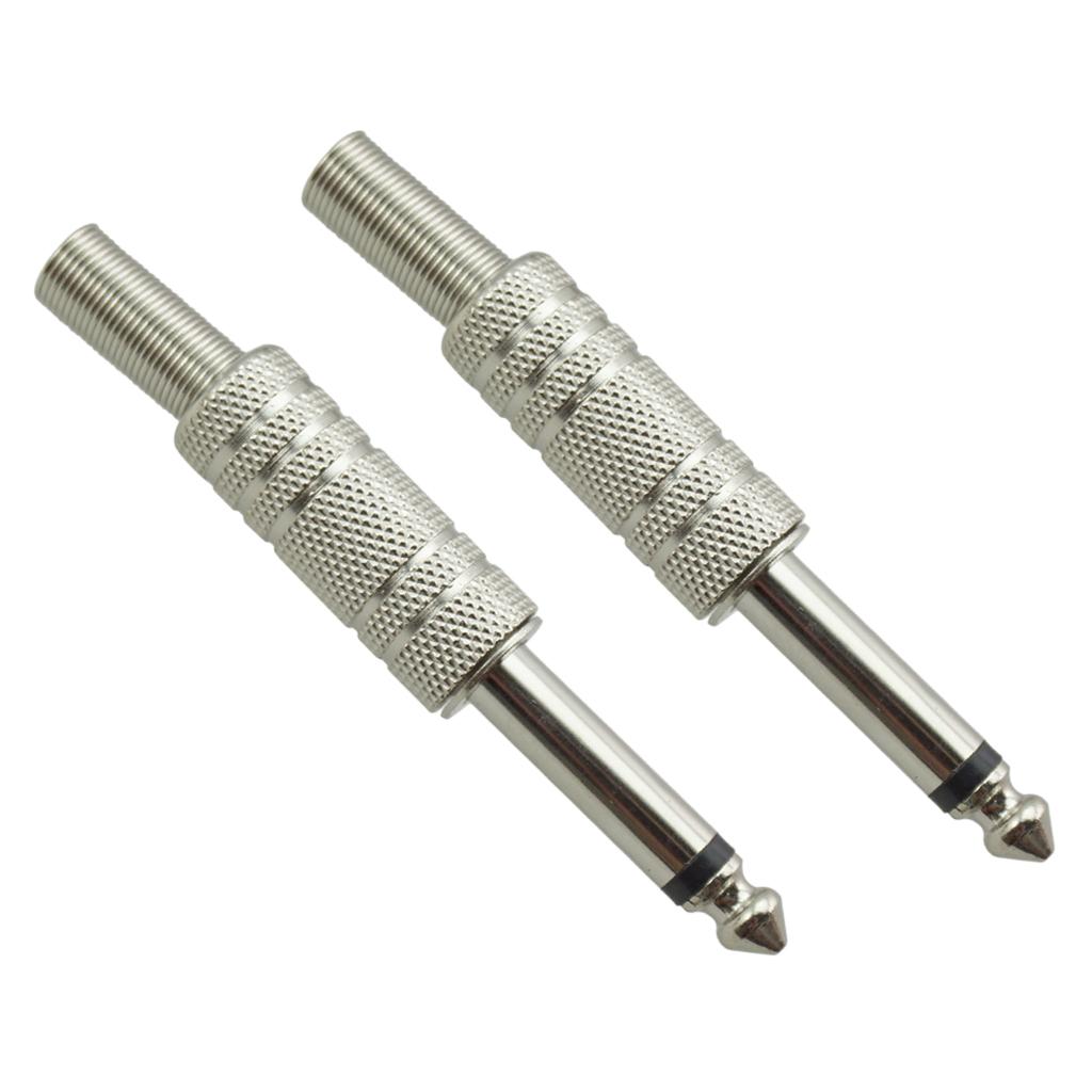 6.35mm Plug Audio Cable Amplifier Connector 1/4'' Mono For Guitar Bass 2Pcs