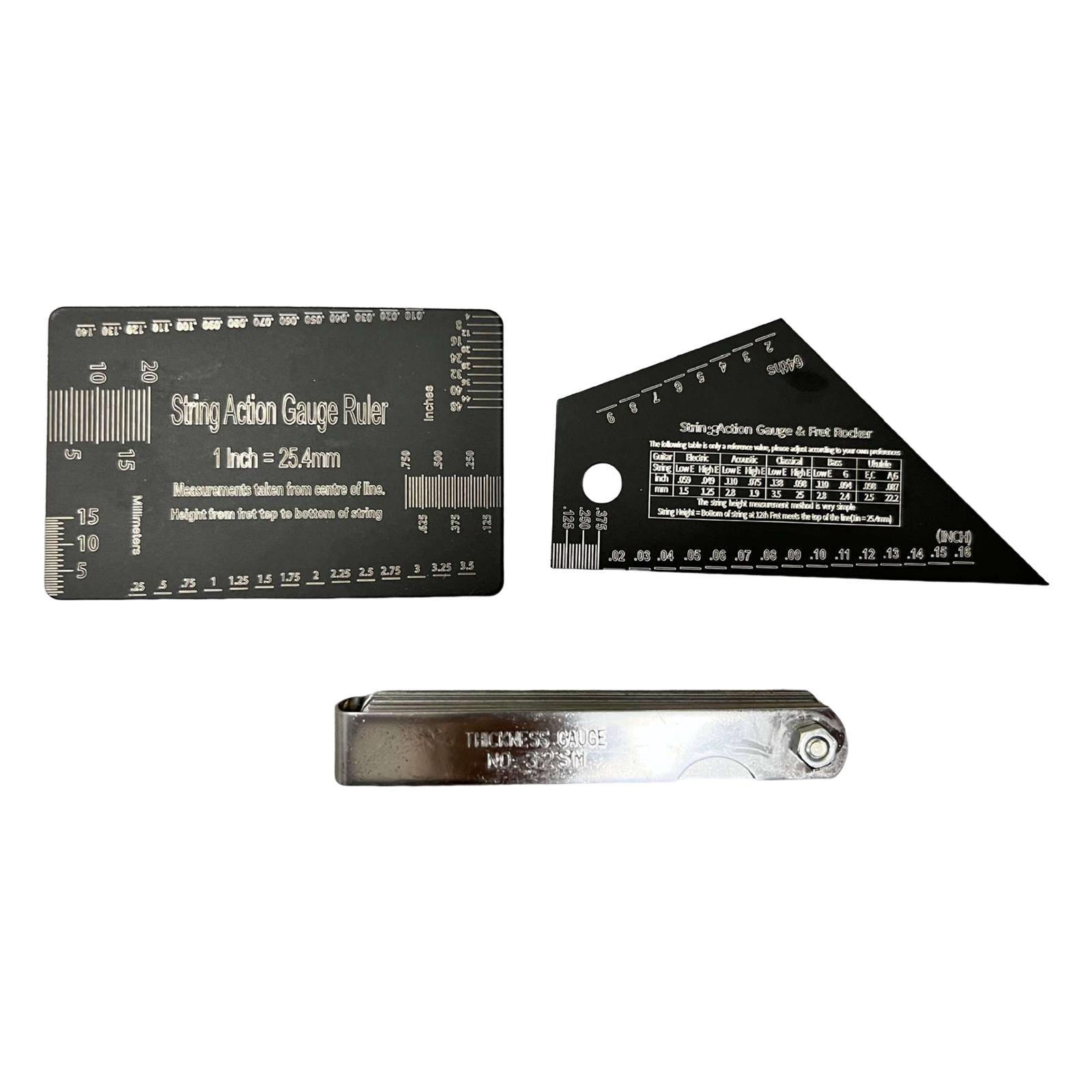 3Pcs Multifunctional Guitar Fret Rocker Luthier Tool for Electric Bass