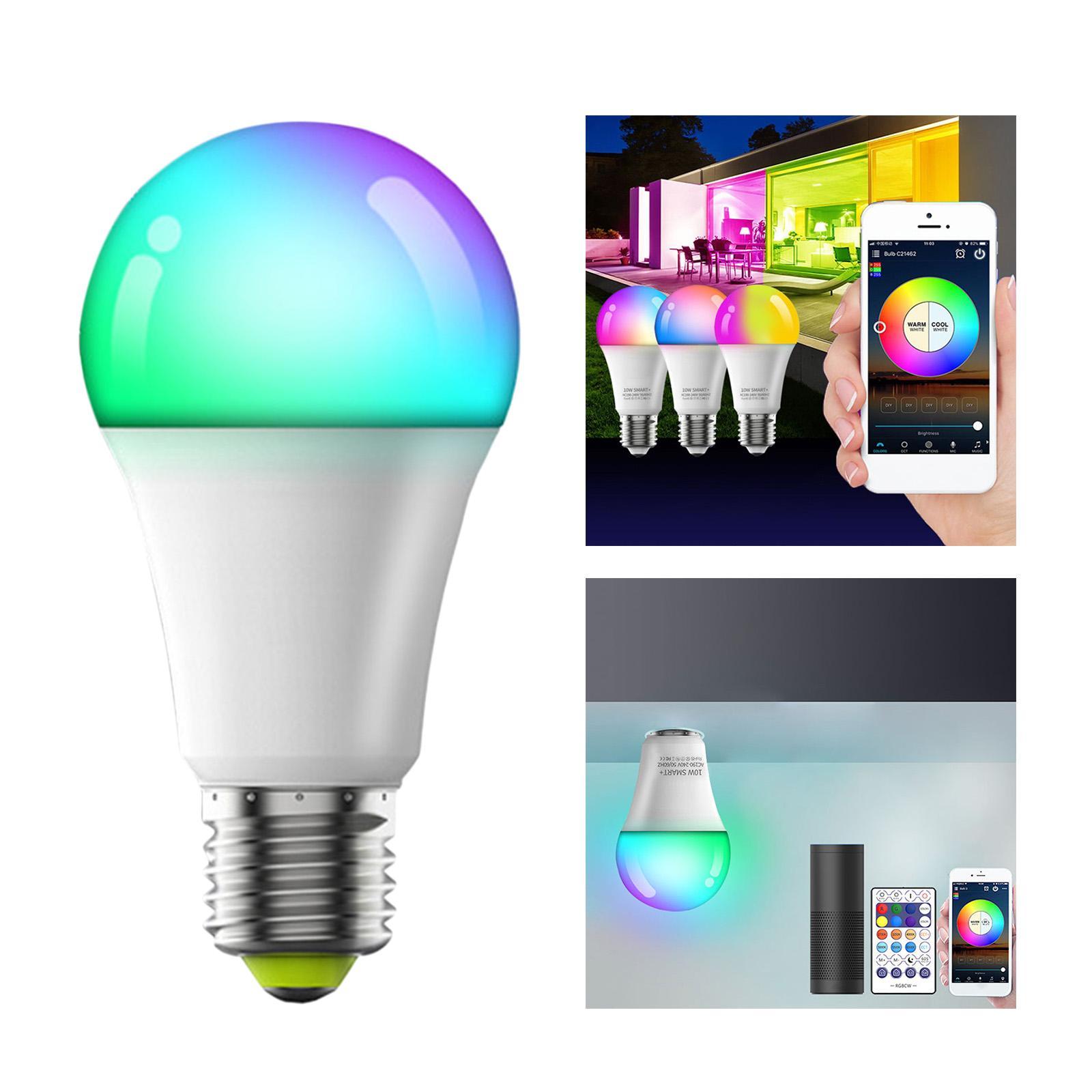 Dimmable Smart Bulb LED Light 10W Remote Control RGB E27 2700K-6500K 350LM