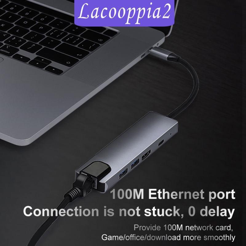 USB-C Type-C HUB to 2x USB 3.0 65W PD Charging Port Ethernet Rj45 Adapter