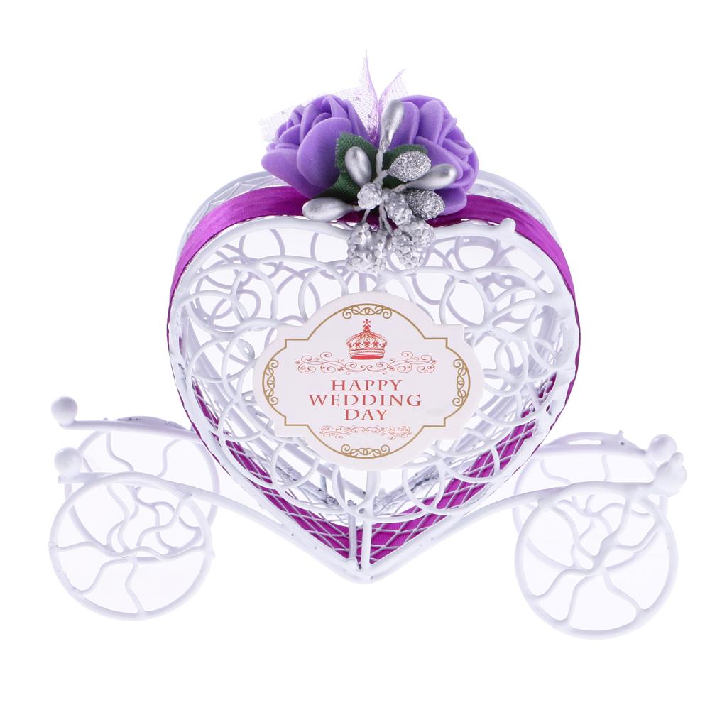 6Pieces Carriage Candy Chocolate Boxes Wedding Party Favour Decor Box Purple