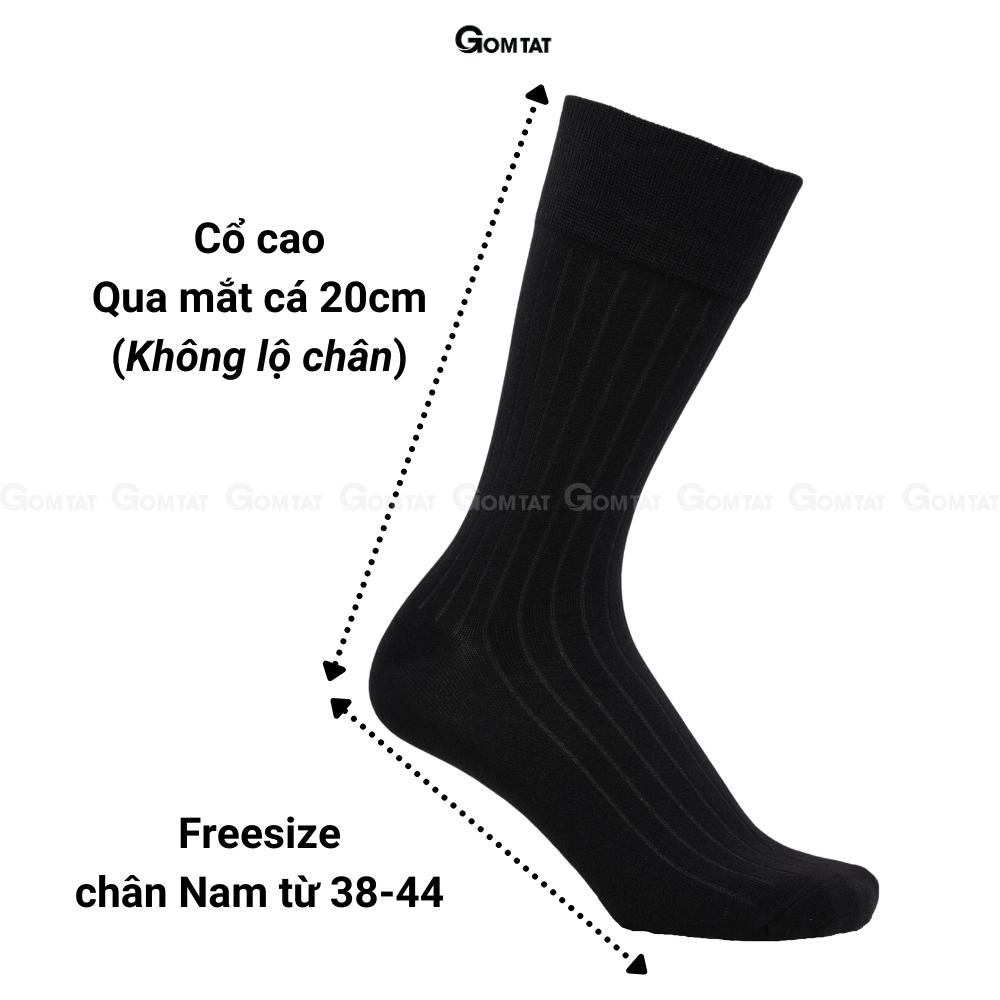 Combo 5 đôi tất vớ nam công sở cổ cao đi giày tây GOMTAT họa tiết gân chìm màu đen, cotton cao cấp - TAYGANCHIM-DEN-CB5