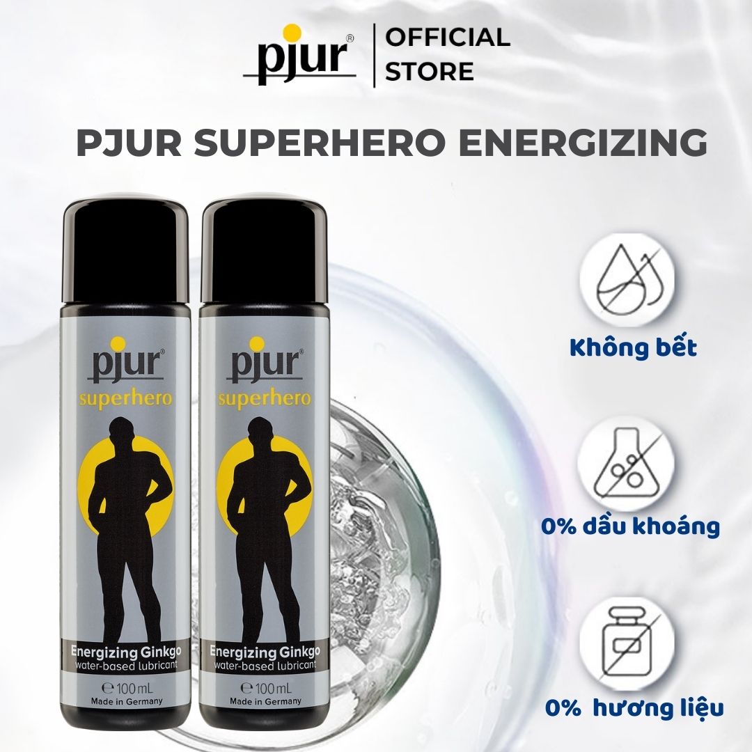 Chất bôi trơn kéo dài chống xuất tinh sớm  Pjur Superhero Glide Chai 100ml tăng cường sinh lực dành cho quý ông chiết xuất thiên nhiên an toàn
