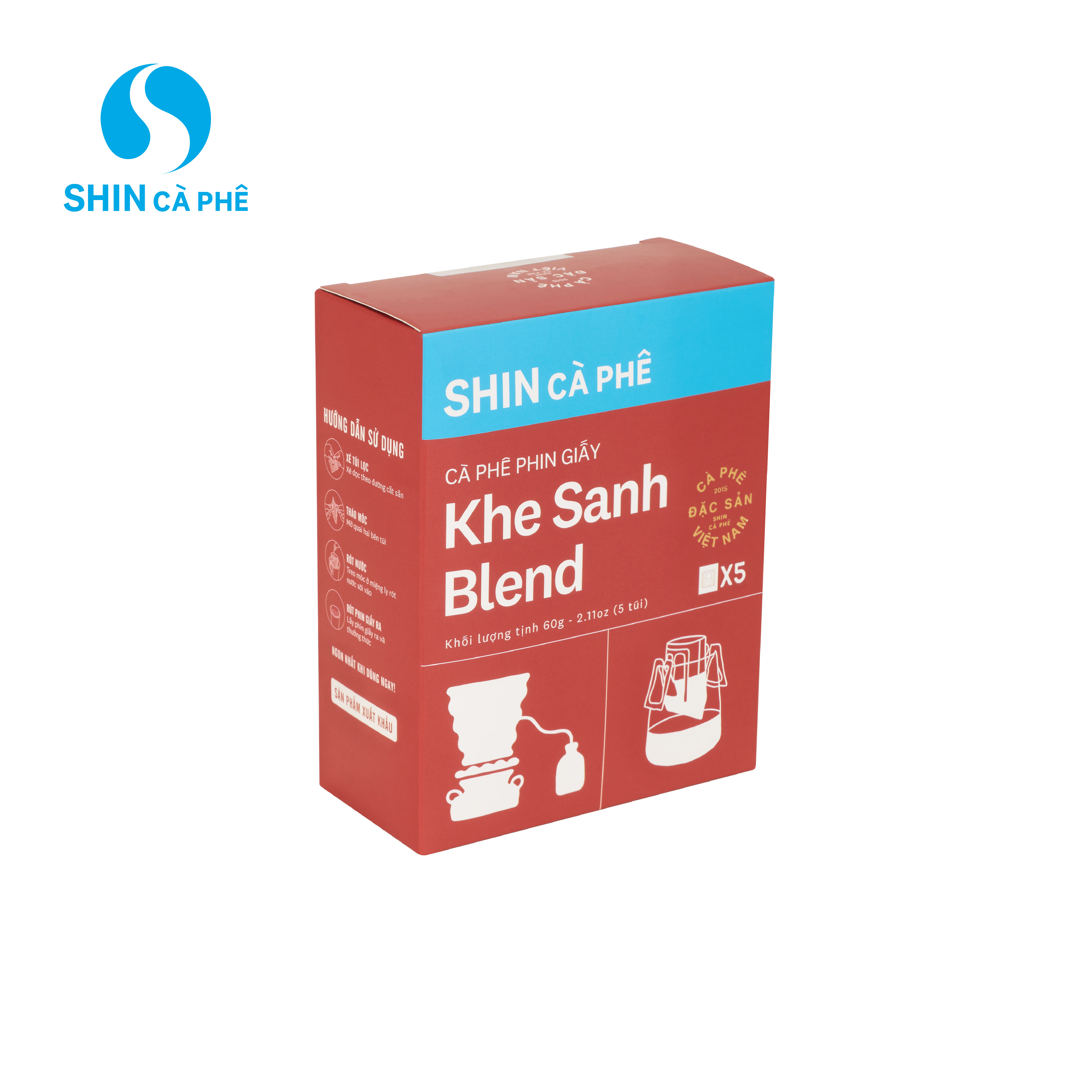 SHIN Cà Phê - Khe Sanh Blend Phin Giấy tiện lợi hộp 5 gói
