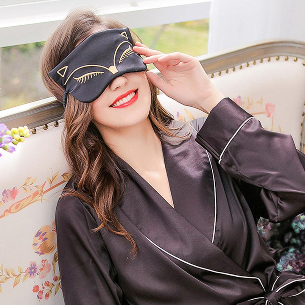 2-4pack Pure Mulberry Silk Sleep Eye Mask Shade Double-Side Black