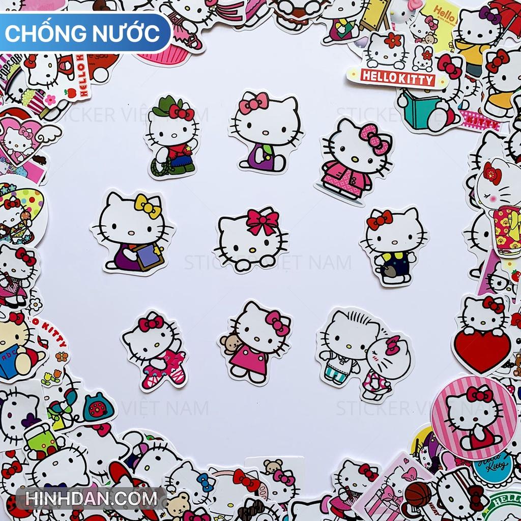 Sticker HELLO KITTY - Dán Trang Trí - Chất Liệu PVC Cán Màng Chất Lượng Cao Chống Nước, Chống Nắng, Không Bong Tróc Phai Màu