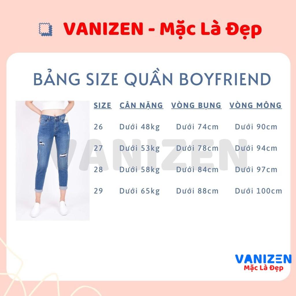 Quần jean nữ ống rộng baggy đẹp lưng cao cạp căn bản rách đắp hàng hiệu cao cấp mã 375 VANIZEN