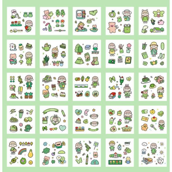 Hộp 100 tờ sticker trang trí hình dán cô gái dễ thương