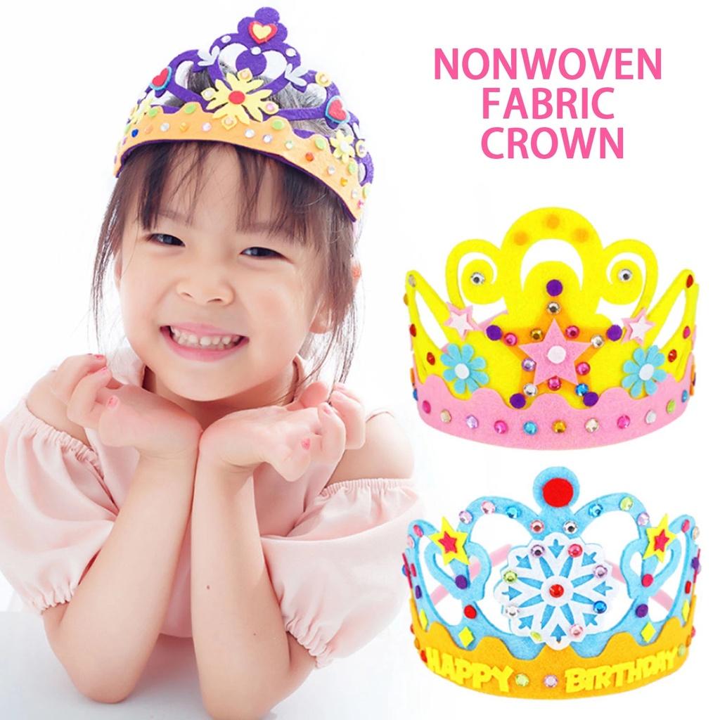 Vương Miện Công Chúa Bằng Vải Không Dệt Đính Kim Sa Làm Thủ Công DIY Trang Trí Tiệc Sinh Nhật Cho Bé