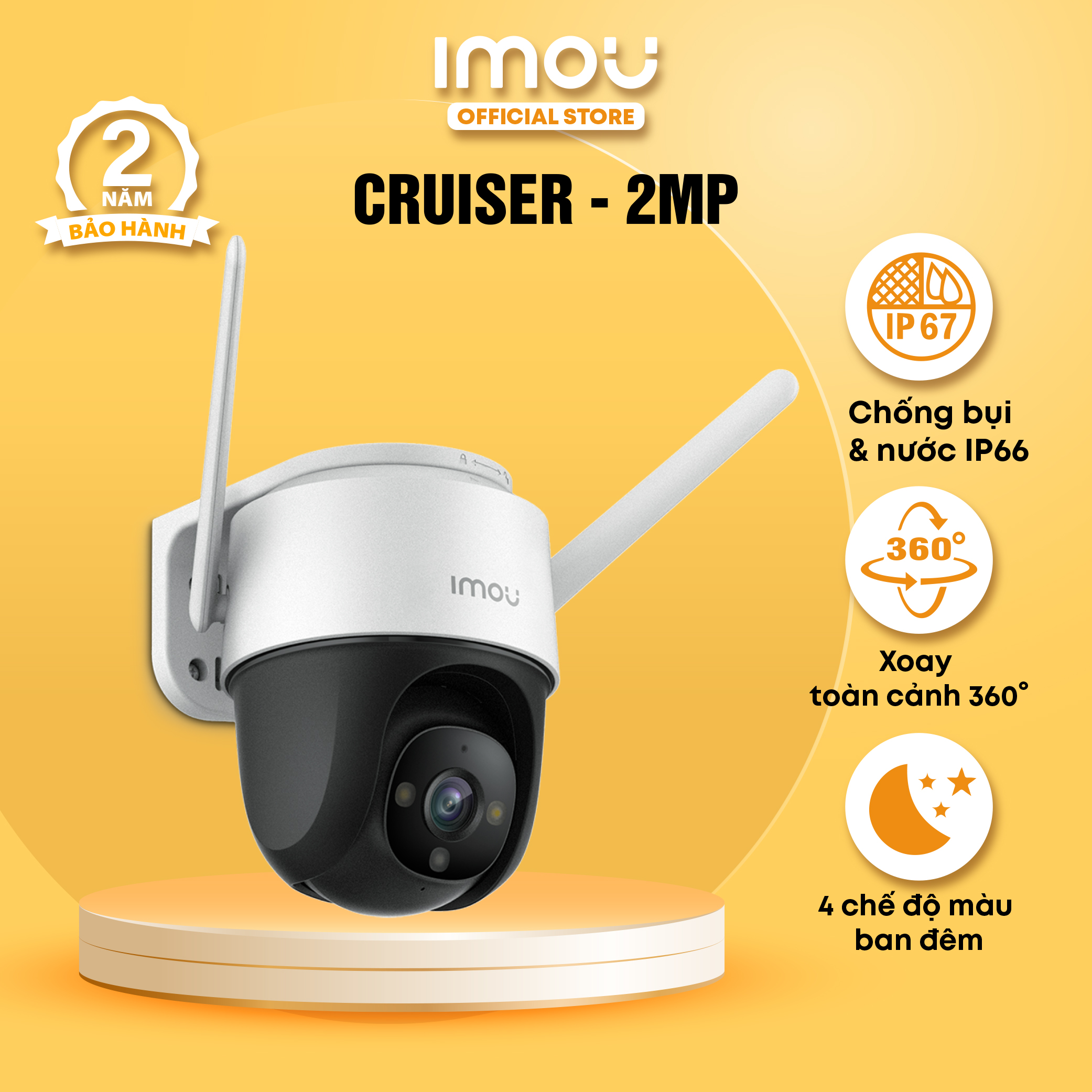 Camera Wifi Imou Cruiser (2MP) I Phát hiện con người I Ghi hình màu ban đêm I Đàm thoại 2 chiều I Hàng chính hãng