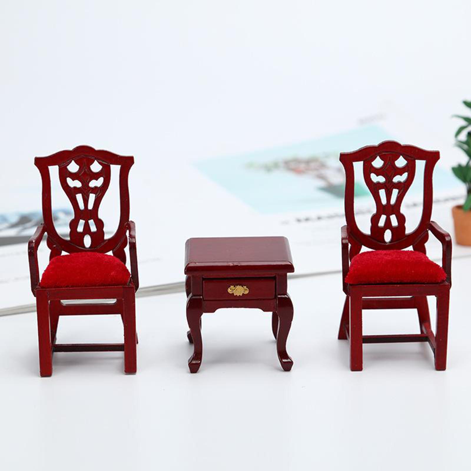 1:12 Scale Doll House Wooden Chair Model Baby Doll Room Supplies Scenery