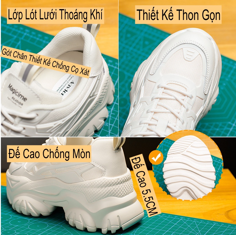 Giày Thể Thao, Snearker Cho Nữ, Giày Form Đẹp, Sang Trọng. Đế Cao 5.5CM, Chống Trơn Trượt. Mẫu Mới Nhất 2023