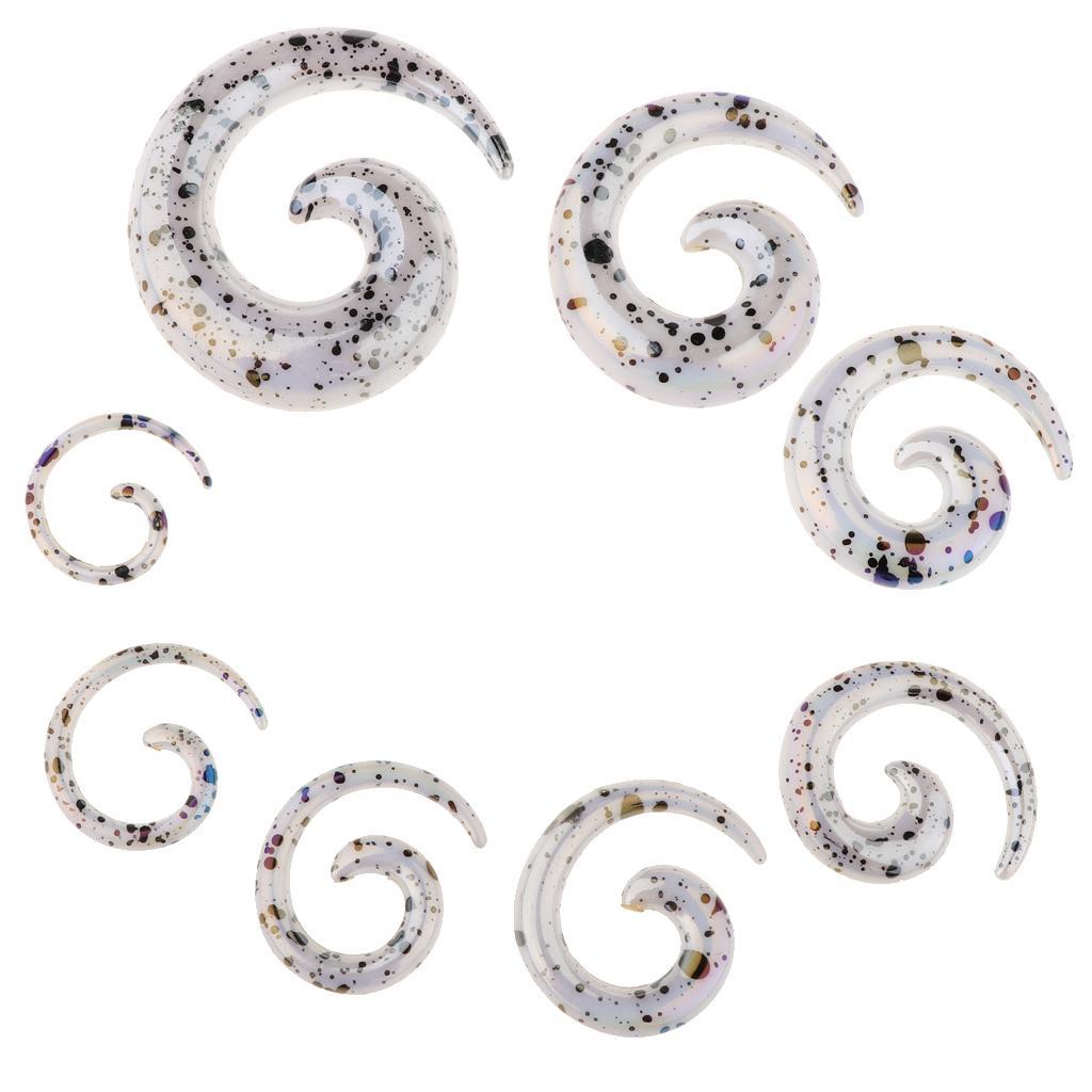 8x Acrylic Spiral Snail Ear Gauges Tunnels Expander Stretching