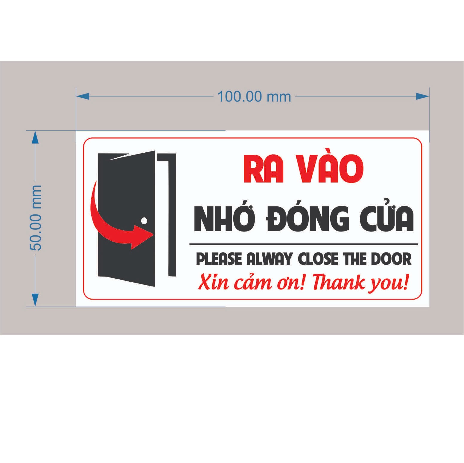 Tem Nhắc Nhở Ra Vào Nhờ Đóng Cửa, Tem Decal Nhựa Dán Chú Ý Ra Vào, Nhỏ Gọn, Nhờ Đóng Cửa Để An Toàn. Takyhome 5005