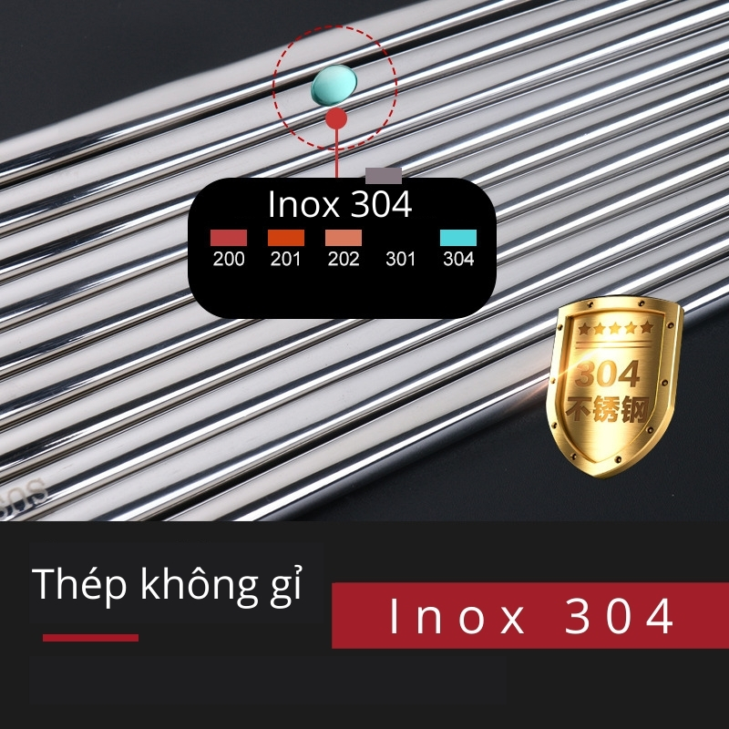 Đũa Vuông Inox 304 Chống Trượt Soika - Hộp 10 Đôi