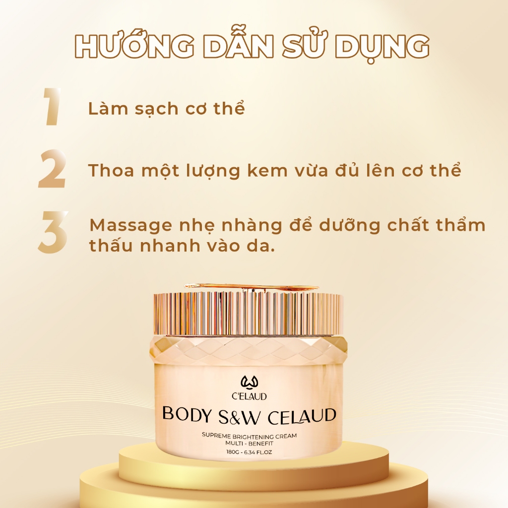 Kem dưỡng trắng da body cấp ẩm và làm dịu da Body S&W Celaud