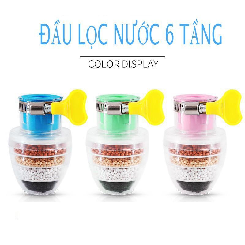 Đầu Lọc Nước Trực Tiếp Tại Vòi 6 Tầng Lọc V4 - Lọc Nước Mini 6 Tầng Có Co Tăng Giảm Gắn Được Mọi Loại Vòi