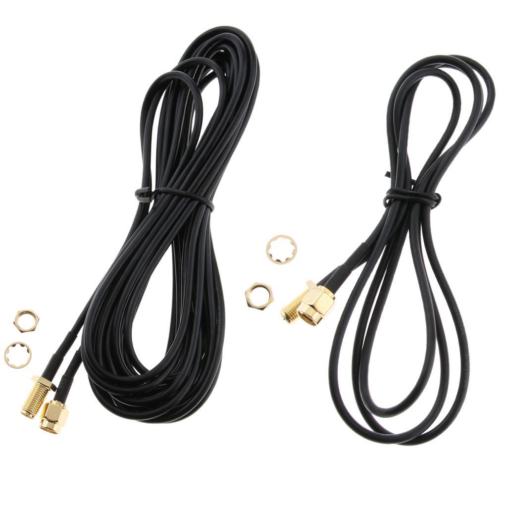 2Pack RP-SMA Male to Female Wifi Antenna Connector Extension Cable 5m/1m