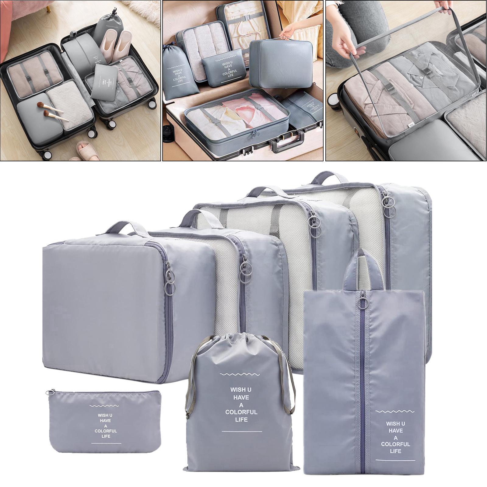 7 Pieces Portable Packing Cubes Travel Organizers for Travel Cosmetics Shoes