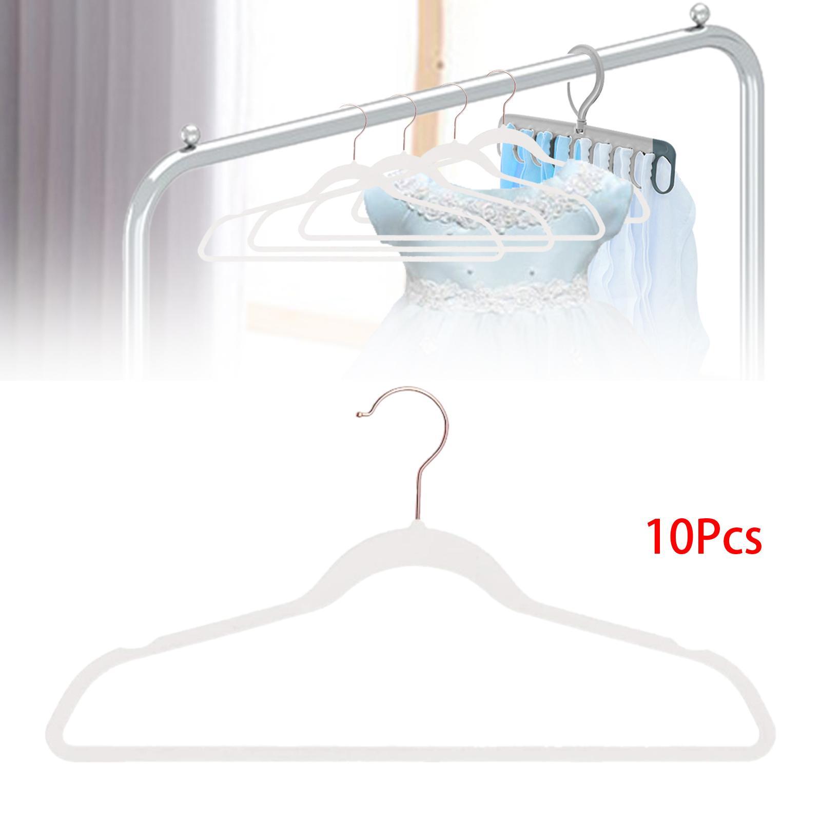 10Pcs Coats Racks Garments Hanger Non Slip Grooves Clothes Hangers for Bedroom Cloakroom