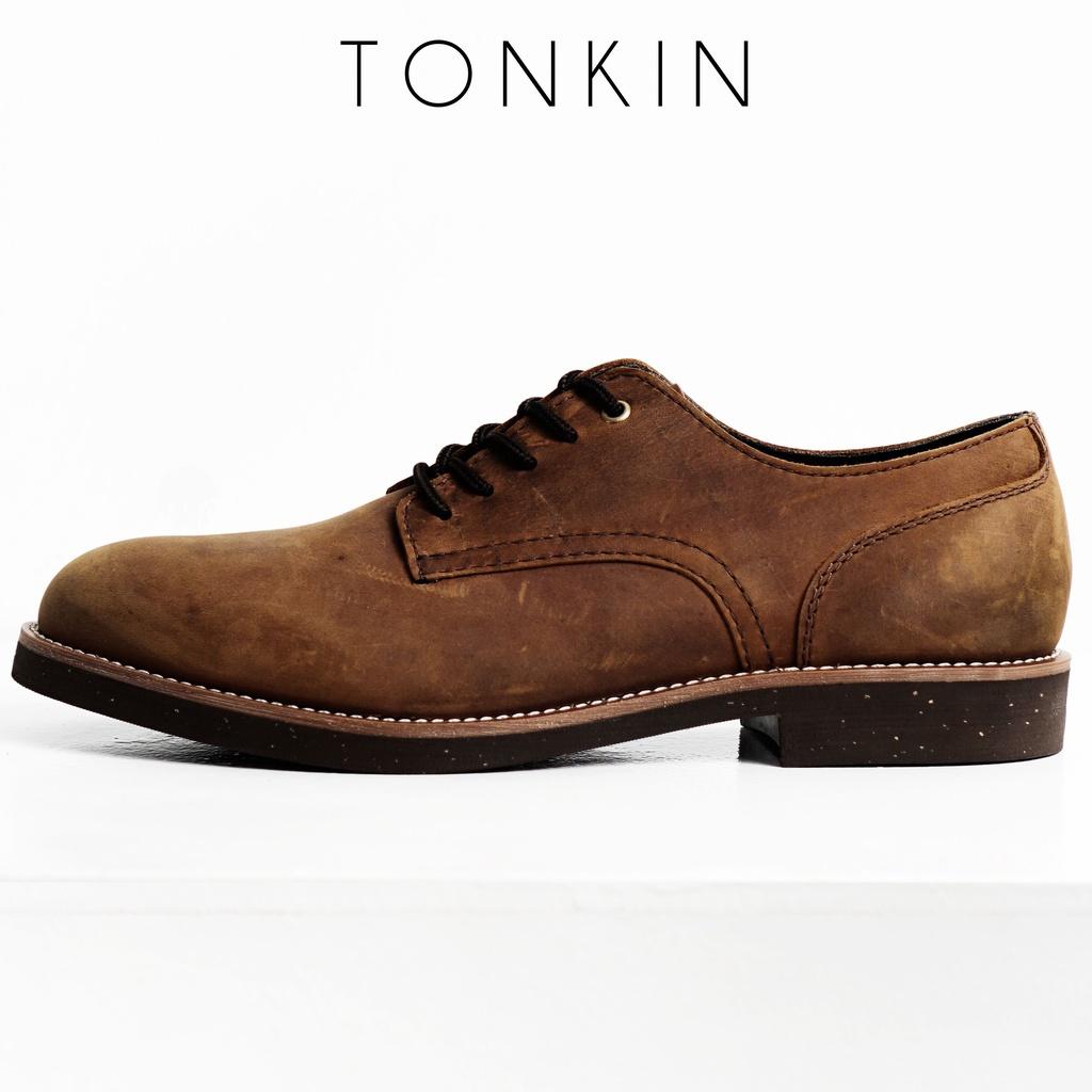 Giày nam da sáp màu nâu REDWING DERBY, giày da thật cổ điển TONKIN