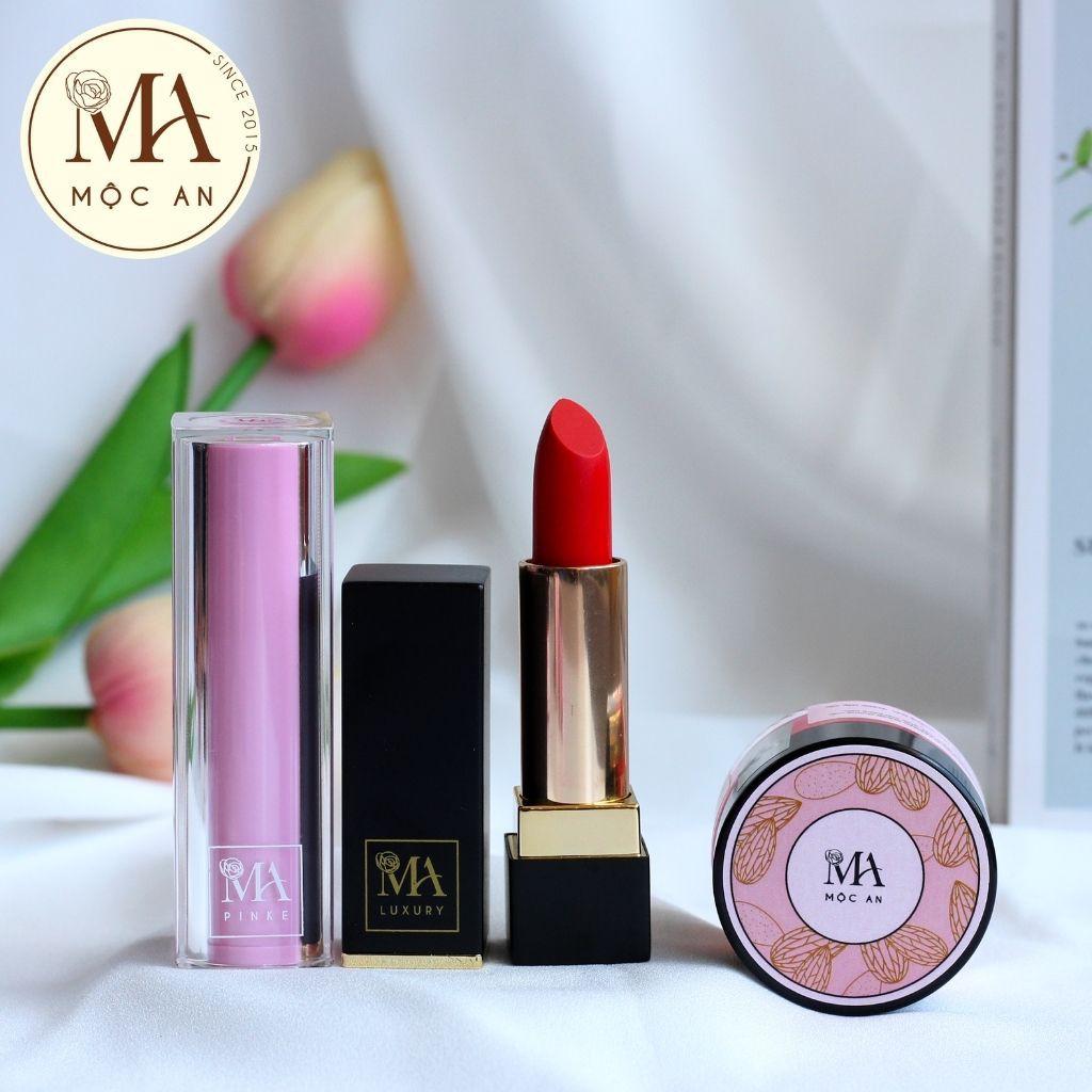 Combo Môi Xinh Pretty Lipstick Mộc An 3 Sản Phẩm Chăm Sóc Đôi Môi Mềm Mịn, Căng Hồng