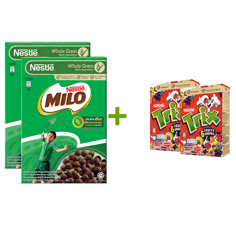 [TẶNG 2 HỘP NGŨ CỐC TRÁI CÂY TRIX] Ngũ cốc ăn sáng MILO - COMBO 2 hộp x 300g