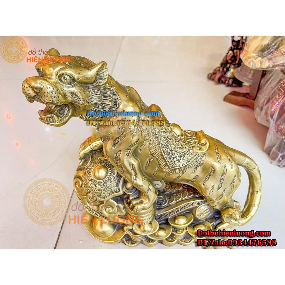 Tượng Linh Vật Hổ Thét Sơn Hà Trên Gậy Như Ý Bằng Đồng Thau Nguyên Chất Cao 30cm, Nặng 5,4Kg - Quà Tặp Sếp Tuổi Dần