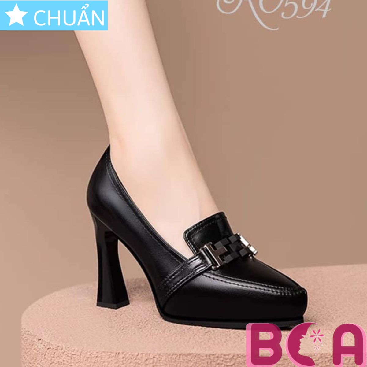 Giày cao gót nữ đế đúp màu đen 9p RO594 ROSATA tại BCASHOP kiểu dáng công sở tôn dáng và thời trang