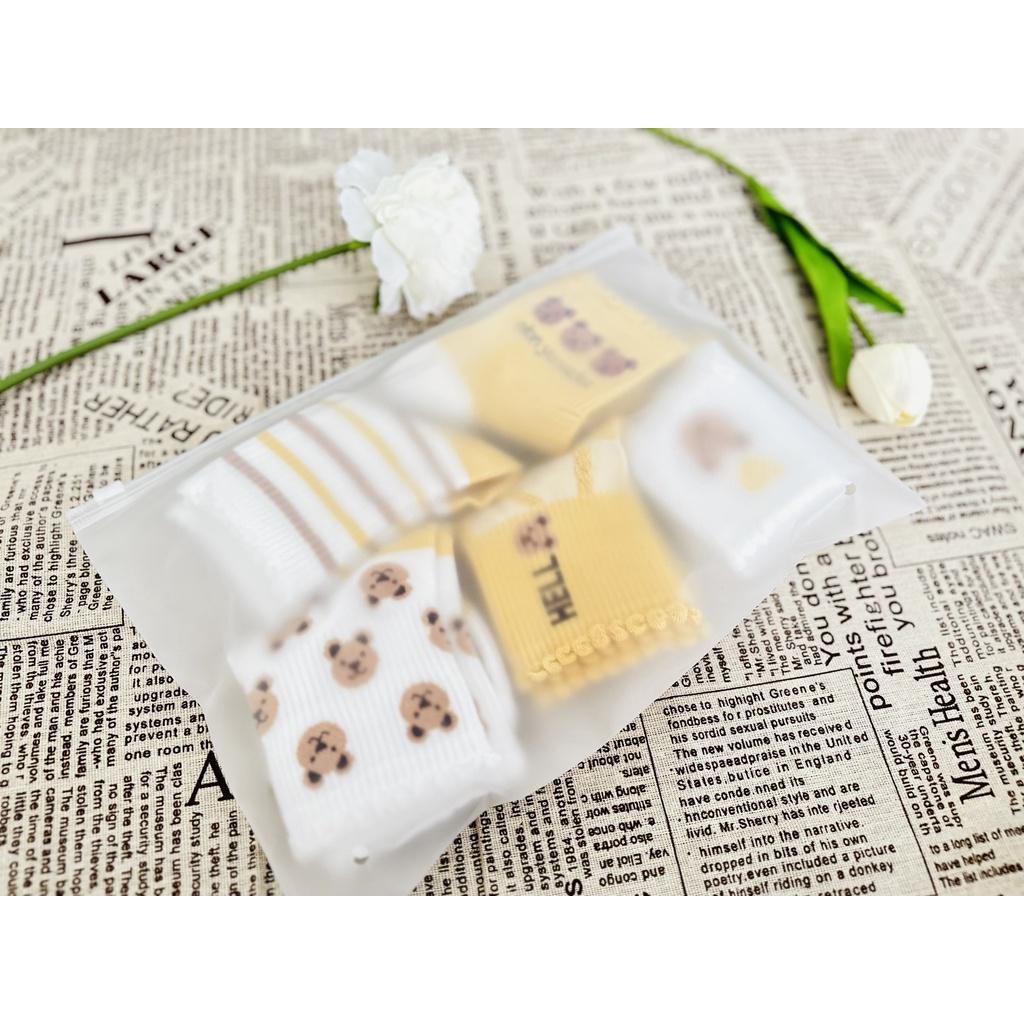 Set 5 tất nam nữ cổ cao vớ chất cotton in hình siêu dễ thương