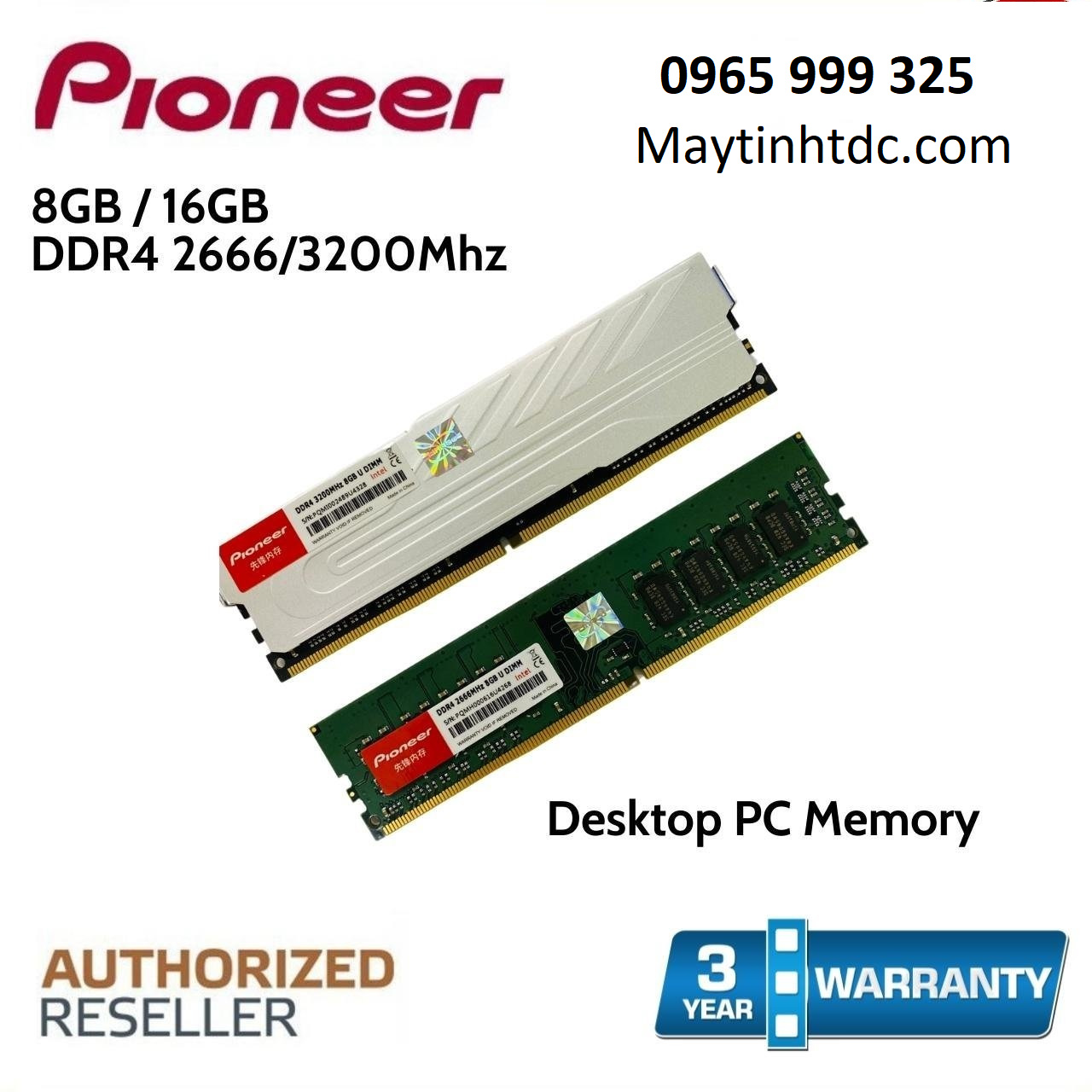 Bộ nhớ RAM PIONEER DDR4 DESTOP 8G Intel CÓ TẢN 3200MHz (chuyên cho CPU Intel). Hàng Chính Hãng