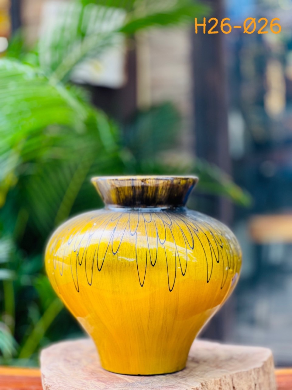 Lọ hoa gốm sơn mài Bát Tràng cao cấp màu nhũ vàng cao 26cm