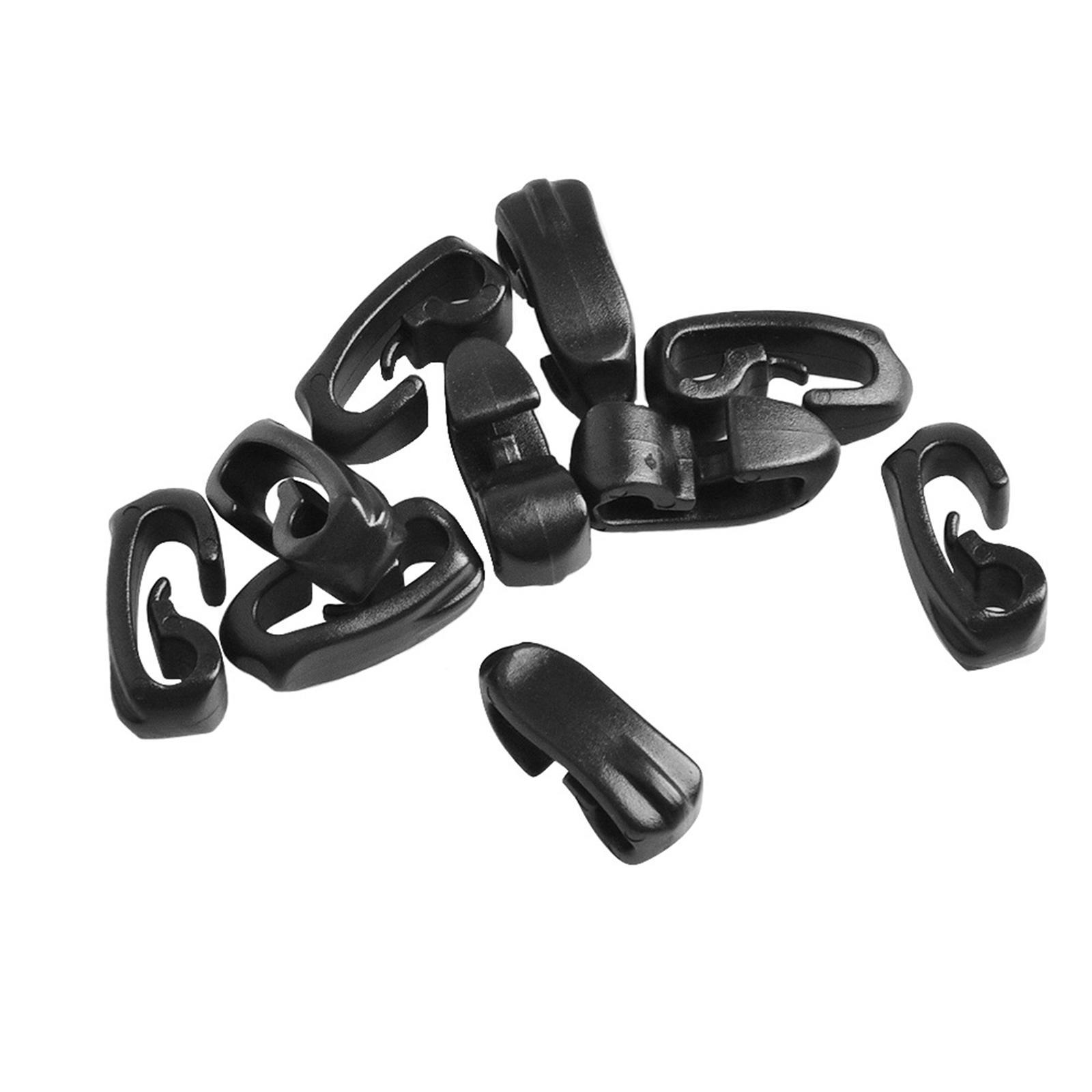 10-Pack Outdoor Camping Tent Hooks, Canopy Windproof Hook, Plastic Shock Cord Clasp Hook for Camping Canopy Backpacking Awning