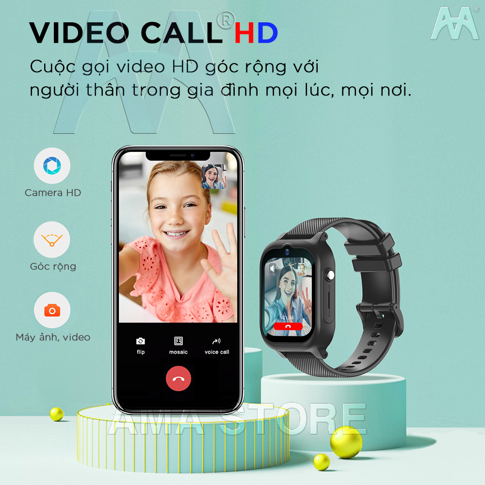 Đồng hồ Thông Minh Định vị Trẻ em SmartWatch AMA K26 Lắp sim Gọi Video có thể Tháo rời Tiện lợi Hàng nhập khẩu