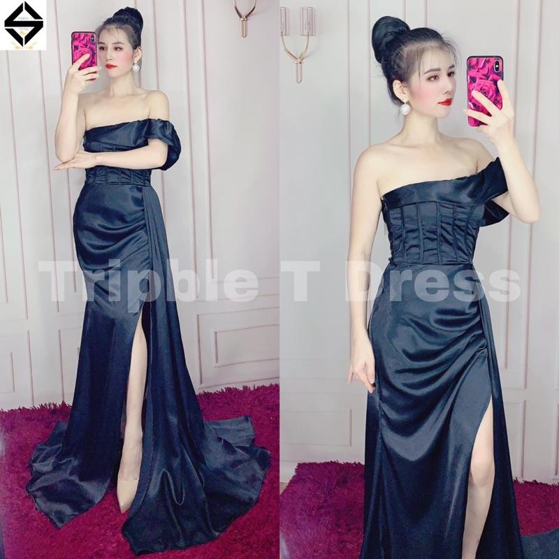 Đầm maxi body dạ hội lệch 1 vai sang trọng xẻ đùi TRIPBLE T DRESS - size S/M/L - MS206Y