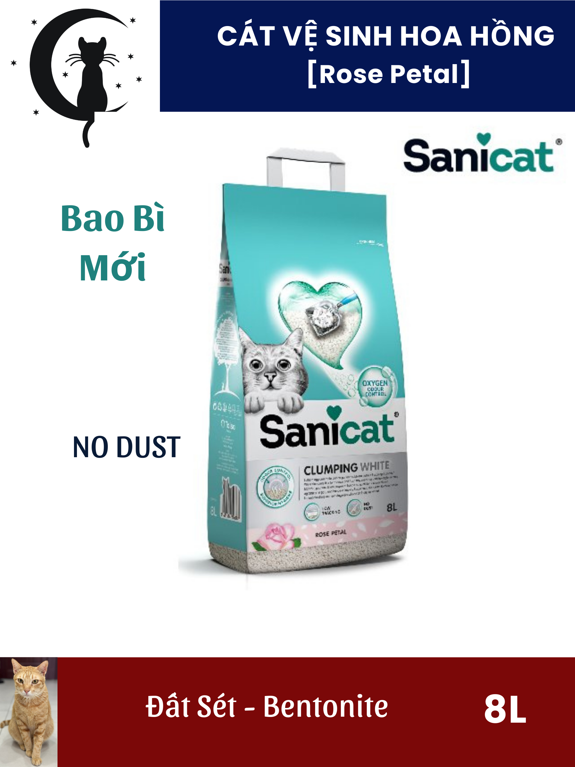 SANICAT  Cát vệ sinh Hoa Hồng - (Betonite- Đất sét) - 8L