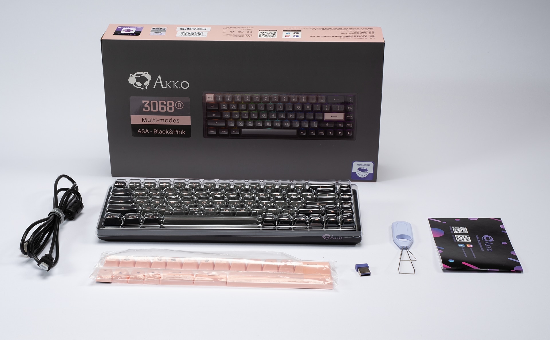 Bàn phím cơ AKKO 3068B Black & Pink - Hàng chính hãng
