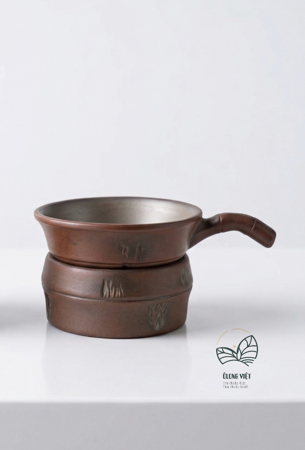 BỘ LỌC TRÀ GỐM NÊ HƯNG KHÂM CHÂU - CÓ QUAI ĐỐT TRÚC - LÀM THỦ CÔNG
