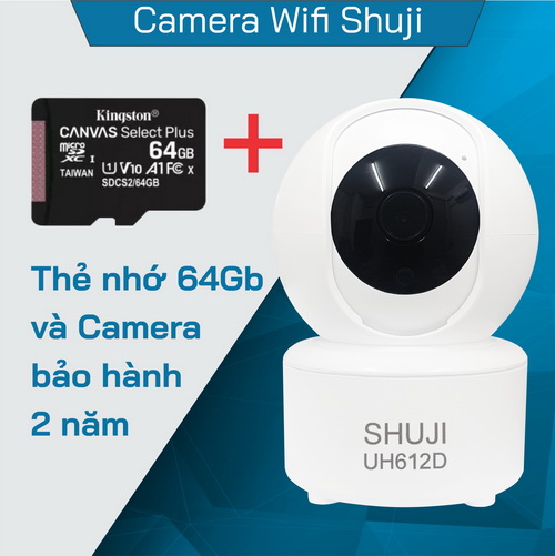 Camera Wifi không dây SHUJI UH612D - Xoay 360 độ - Báo động khi có trộm - Độ phân giải 4.0mp cho hình ảnh nét đẹp gấp đôi Full HD 1080- Hàng chính hãng