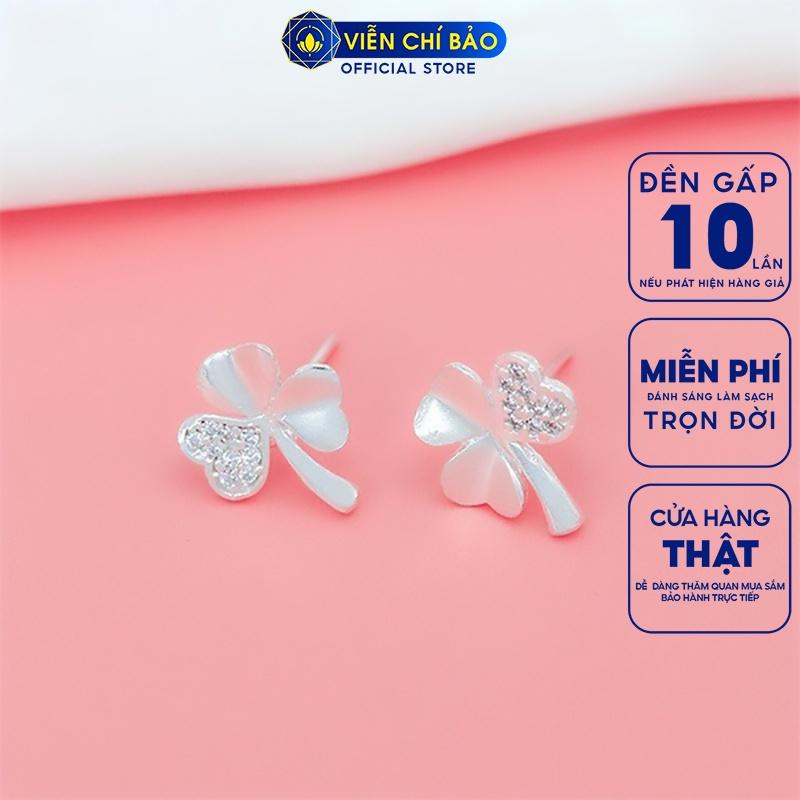 Bông tai bạc nữ cỏ ba lá may mắn chất liệu bạc 925 thời trang phụ kiện trang sức nữ Viễn Chí Bảo B400179