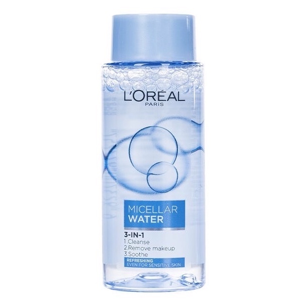 [L'OREAL PARIS] Nước Tẩy Trang Cho Da Dầu Nhạy Cảm Làm Sạch Sâu Tươi Mát Micellar Water 3-in-1 Refreshing 400/95/30ml